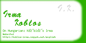 irma koblos business card
