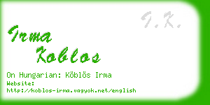 irma koblos business card